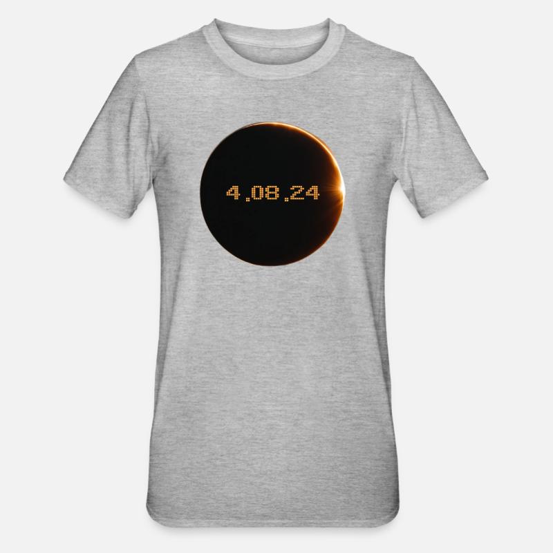 Eclipse de Soleil 2024 - T-shirt polycoton Unisexe - gris chiné