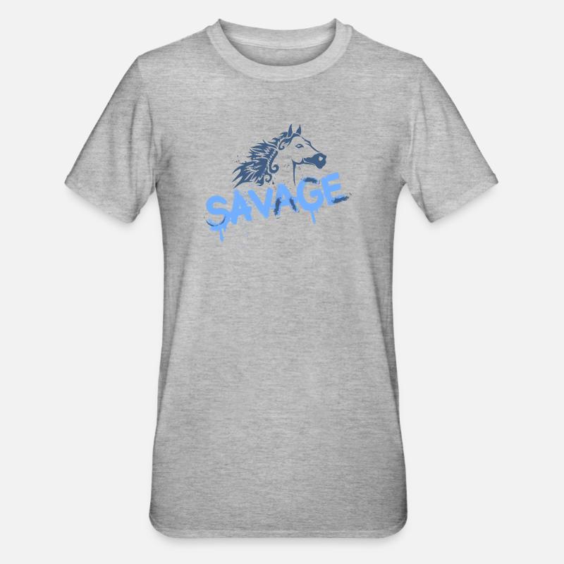 Conception de graffiti de cheval sauvage - T-shirt polycoton Unisexe - gris chiné