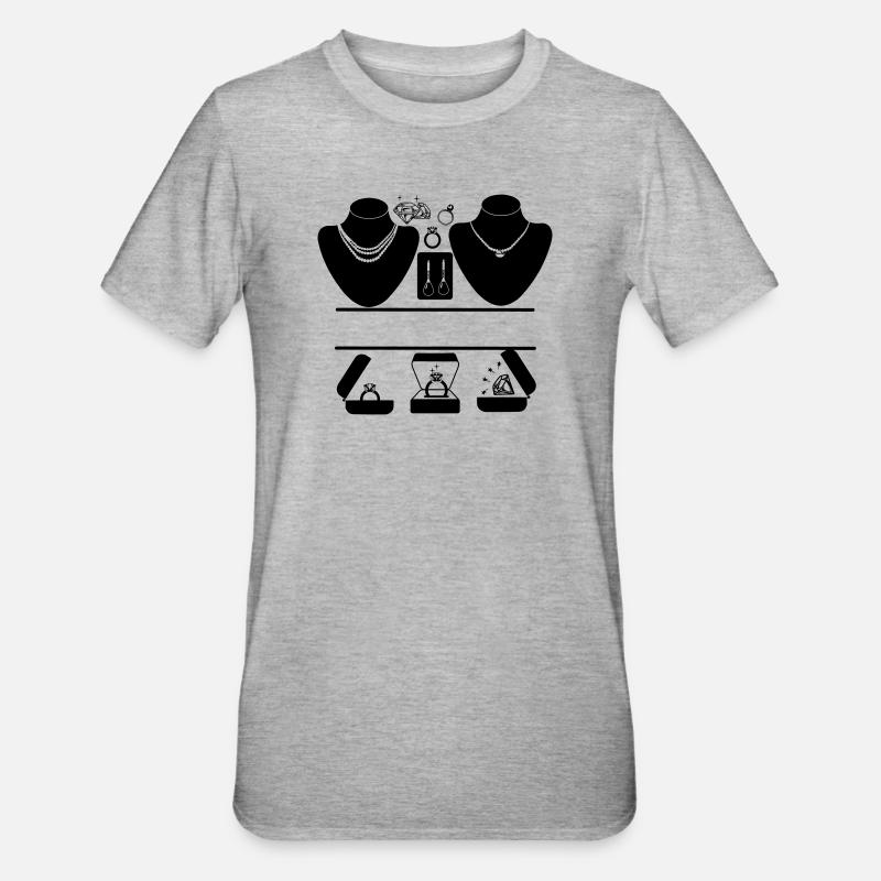 Logo de bijoutier avec bagues, diamants - T-shirt polycoton Unisexe - gris chiné