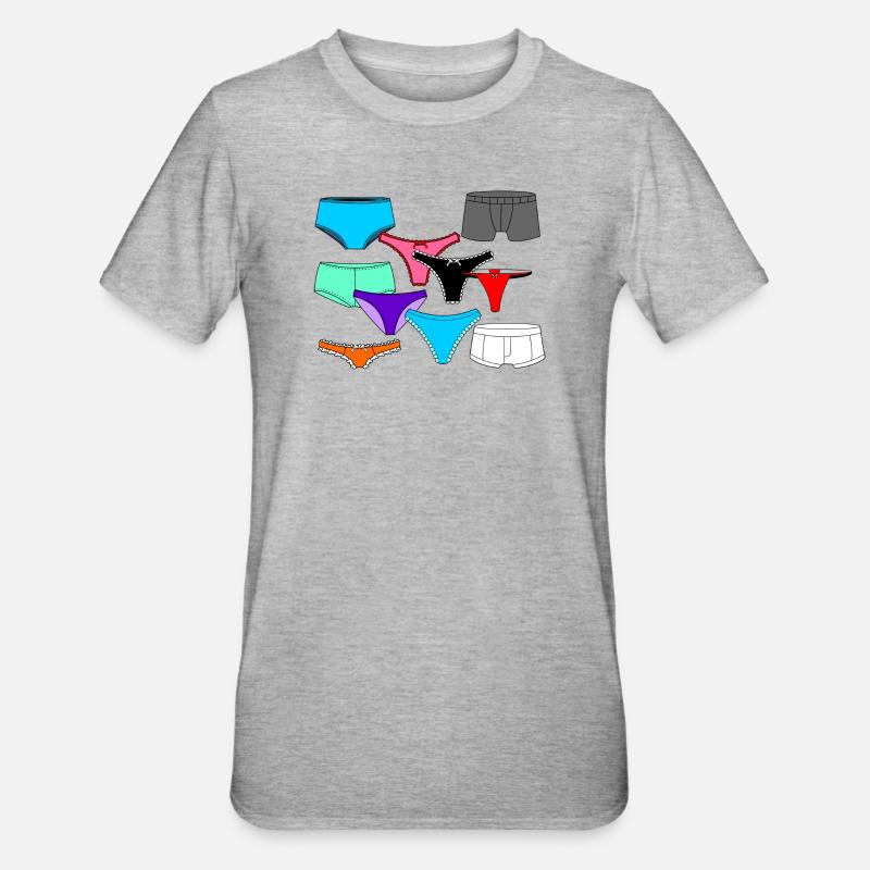 Dessous-Logo mit Slip und Unterhose - Unisex Polycotton T-Shirt - Grau meliert