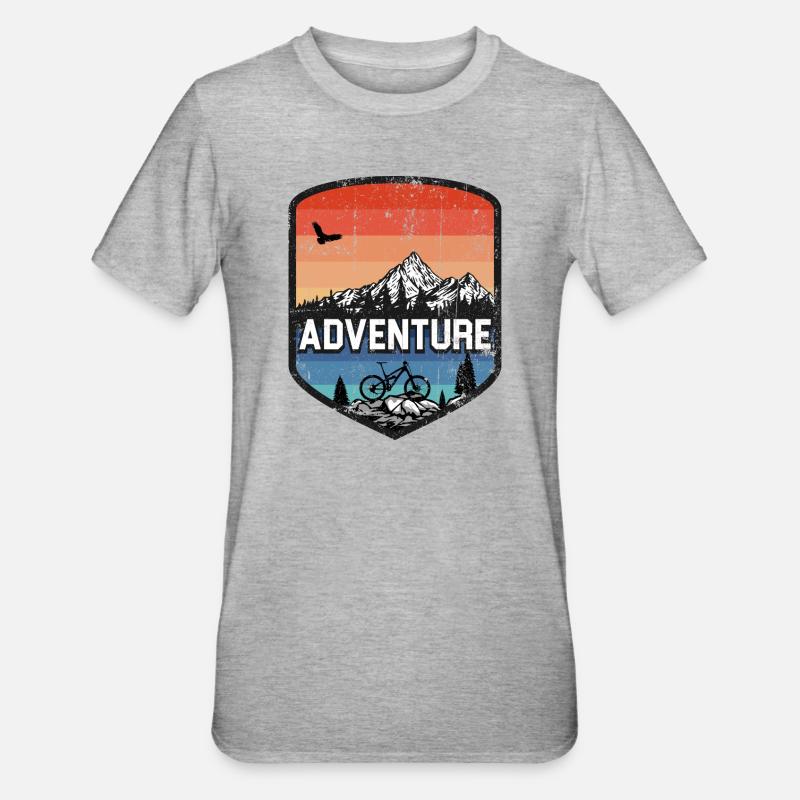 Coucher de soleil du Adventure Summit MTB - T-shirt polycoton Unisexe - gris chiné