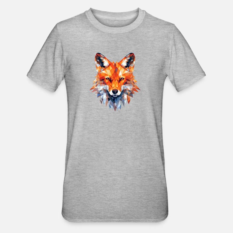 Fuchs Polygon Füchse Wald Polarfuchs Tier - Unisex Polycotton T-Shirt - Grau meliert