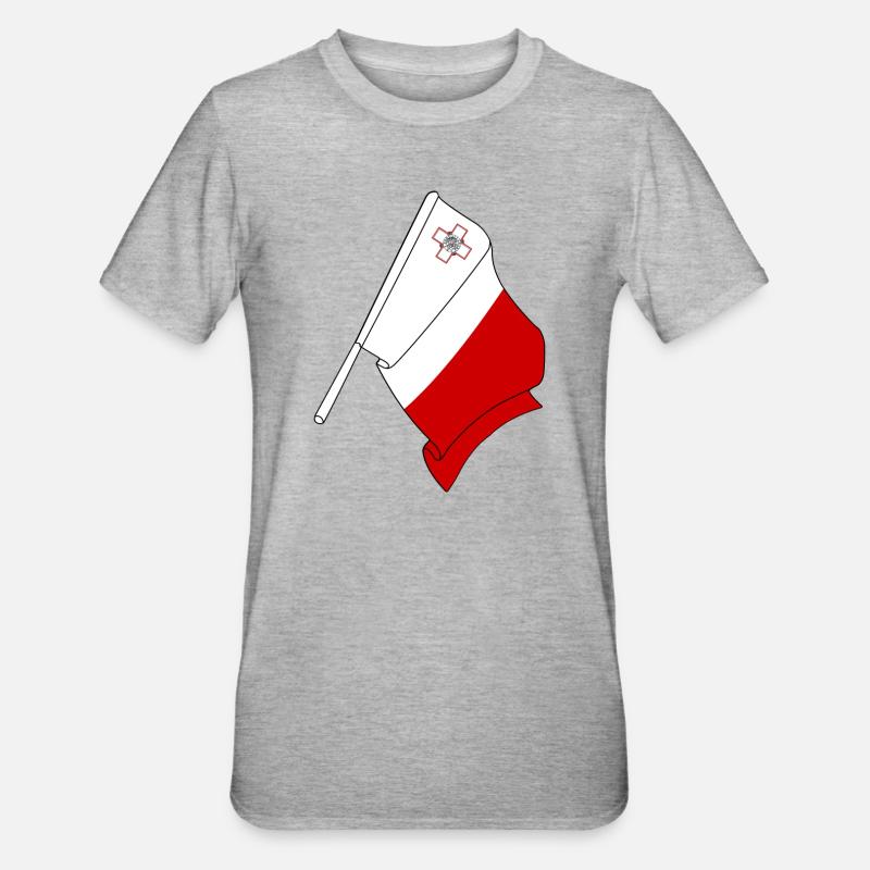 Drapeau de Malte - T-shirt polycoton Unisexe - gris chiné