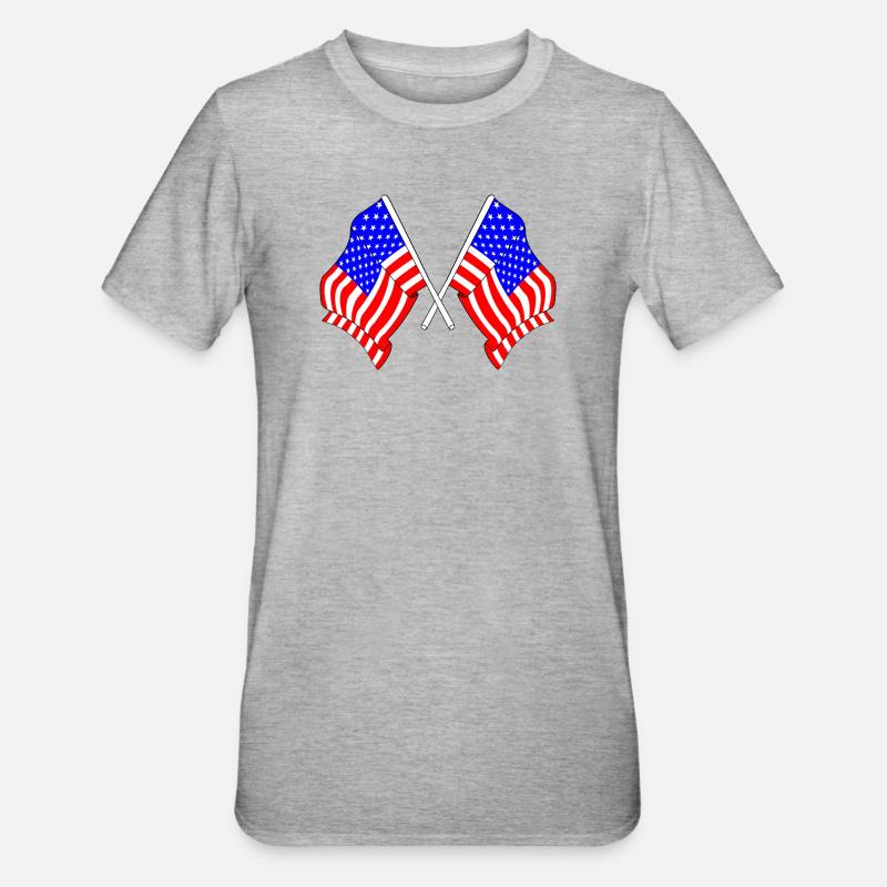 Deux drapeaux des États-Unis - T-shirt polycoton Unisexe - gris chiné