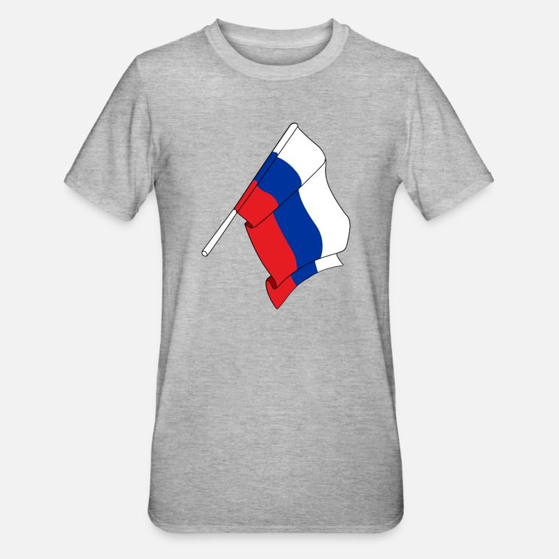 Drapeau Russie - T-shirt polycoton Unisexe - gris chiné
