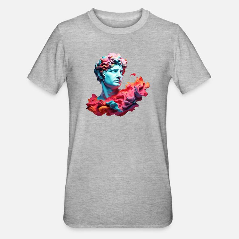 Neon-Psychedelische Büste - Unisex Polycotton T-Shirt - Grau meliert