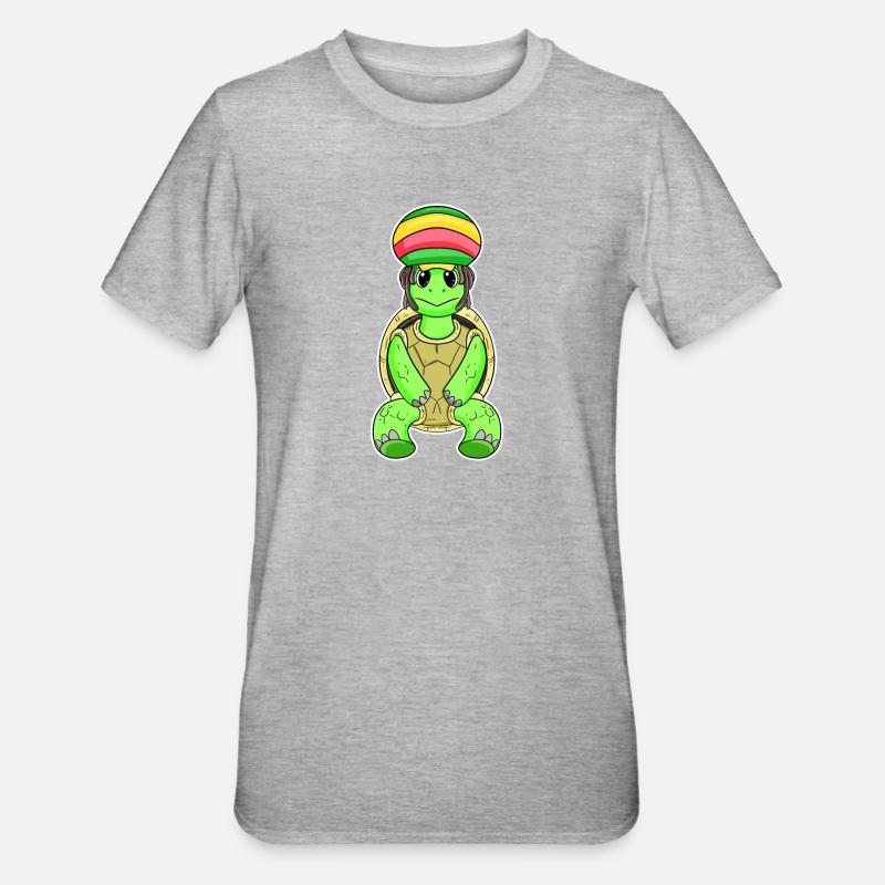Rasta Turtle - Unisex Polycotton T-Shirt - heather grey