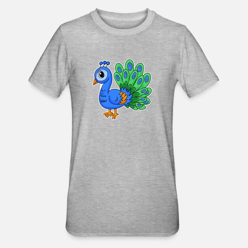 Peacock - Unisex Polycotton T-Shirt - heather grey