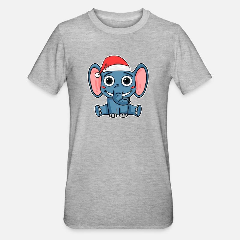 Noël éléphant - T-shirt polycoton Unisexe - gris chiné