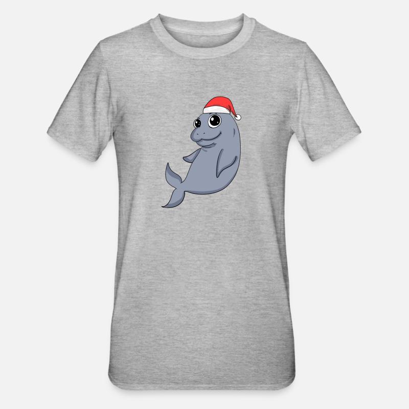 Dugong Noël - T-shirt polycoton Unisexe - gris chiné