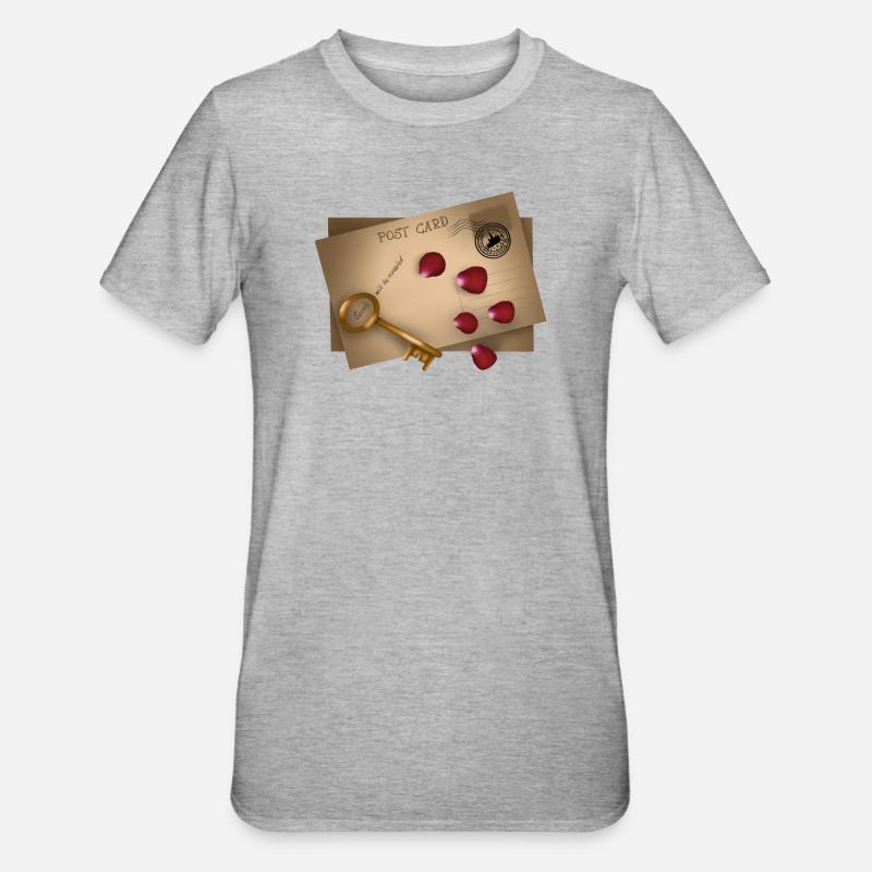 Carte postale : les secrets seront dévoilés - T-shirt polycoton Unisexe - gris chiné
