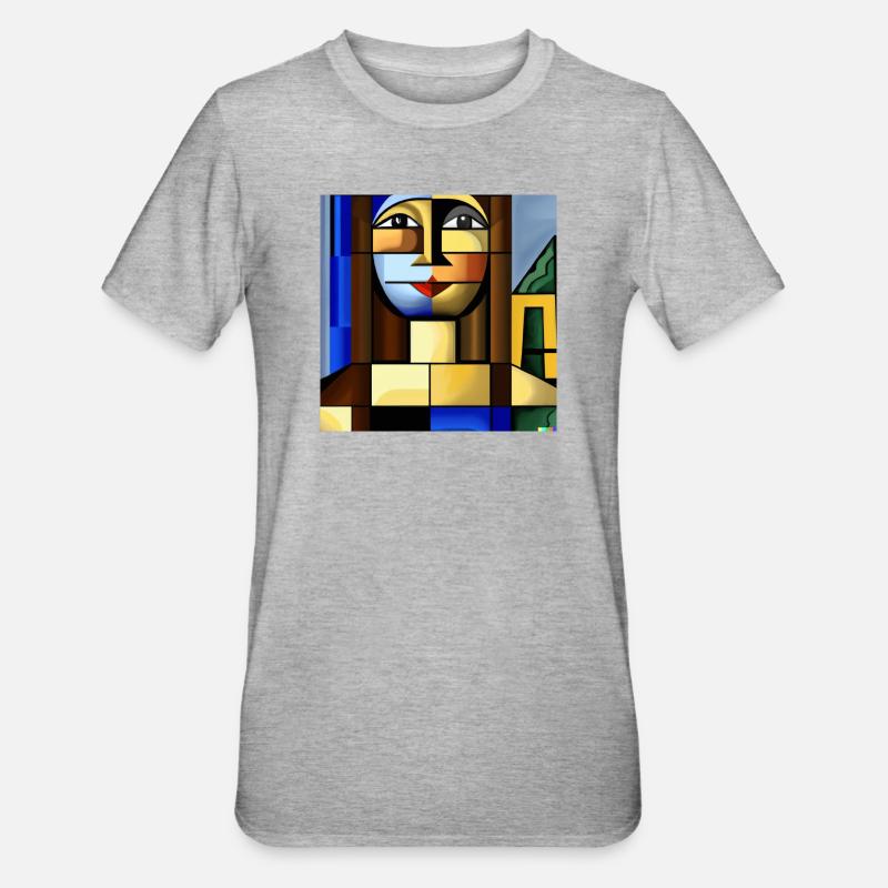 Mona Cube - T-shirt polycoton Unisexe - gris chiné