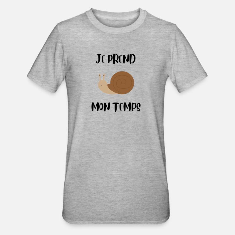 Je prend mon temps comme un escargot - T-shirt polycoton Unisexe - gris chiné
