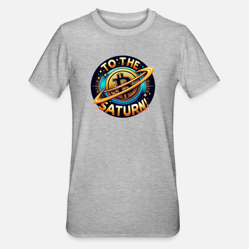 Crypto BTC à Saturne ! - T-shirt polycoton Unisexe - gris chiné