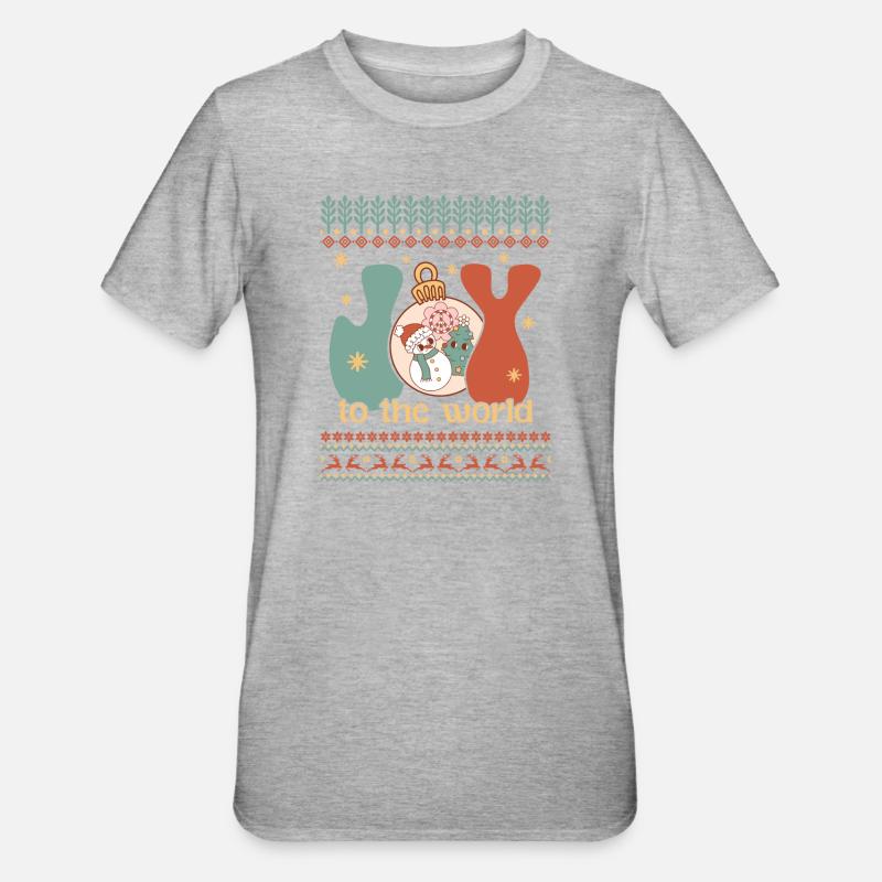 Hässlicher Weihnachtspullover - Unisex Polycotton T-Shirt - Grau meliert