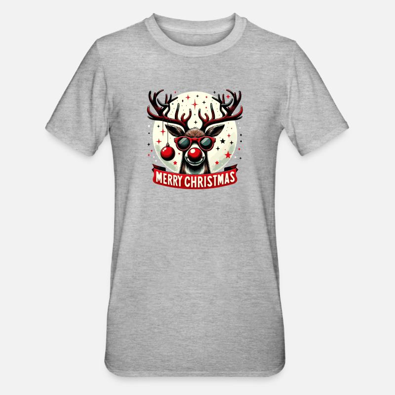 Renne Noël Fun - Pull Original - T-shirt polycoton Unisexe - gris chiné