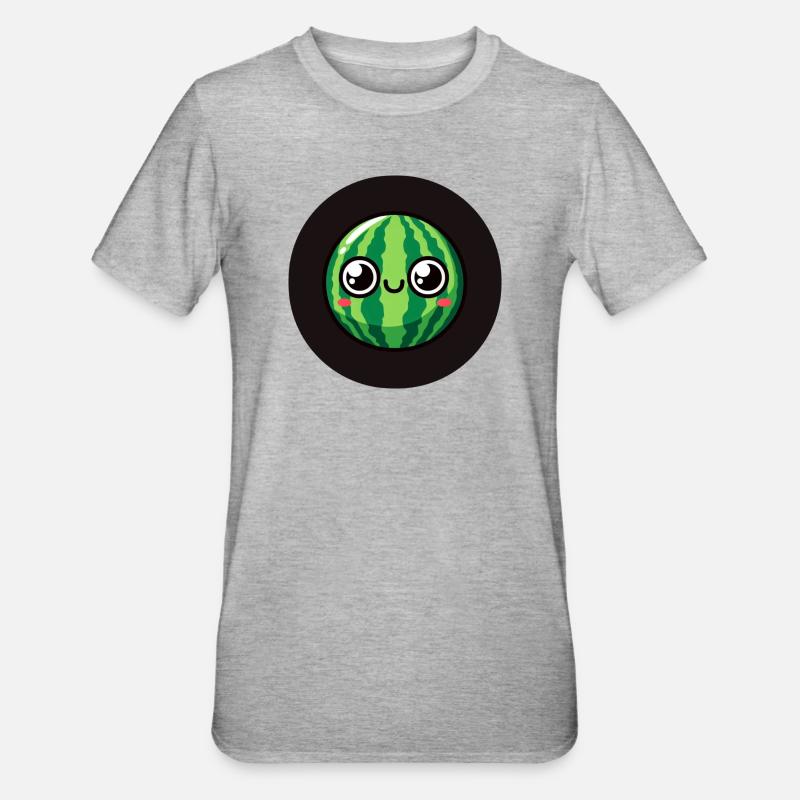 Pastèque sucrée avec des yeux - T-shirt polycoton Unisexe - gris chiné