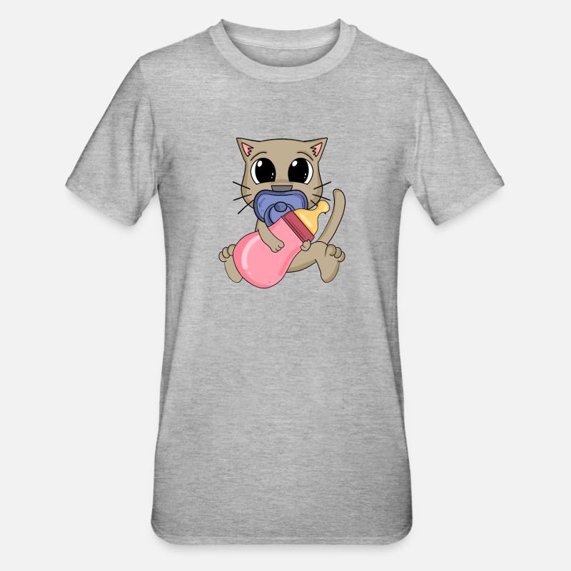Motif de bébé chat - T-shirt polycoton Unisexe - gris chiné