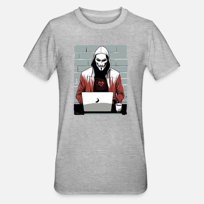 Anonymous Hacker - Unisex Polycotton T-Shirt - heather grey