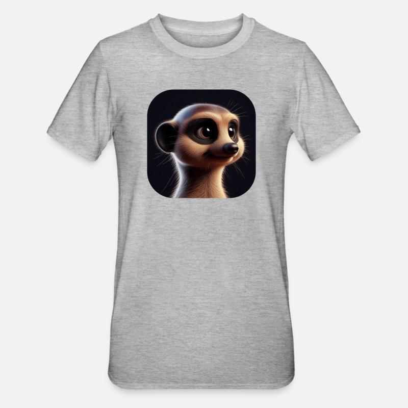 Suricate dans le style d’animation - T-shirt polycoton Unisexe - gris chiné