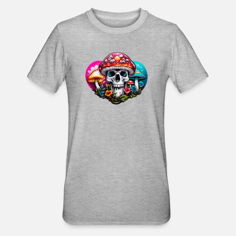 Skull Toadstool - Unisex Polycotton T-Shirt - heather grey