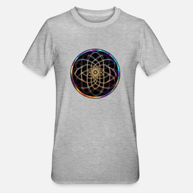 Rainbow Mandala Circle Pattern - Unisex Polycotton T-Shirt - heather grey