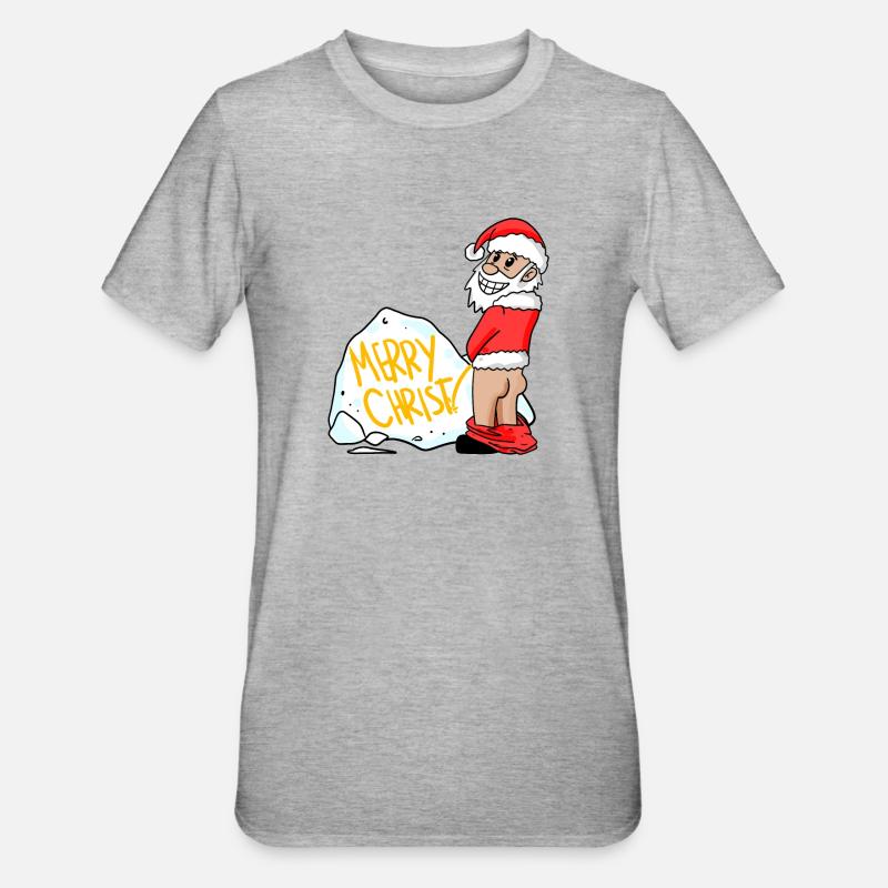 Père Noël Drôle - T-shirt polycoton Unisexe - gris chiné