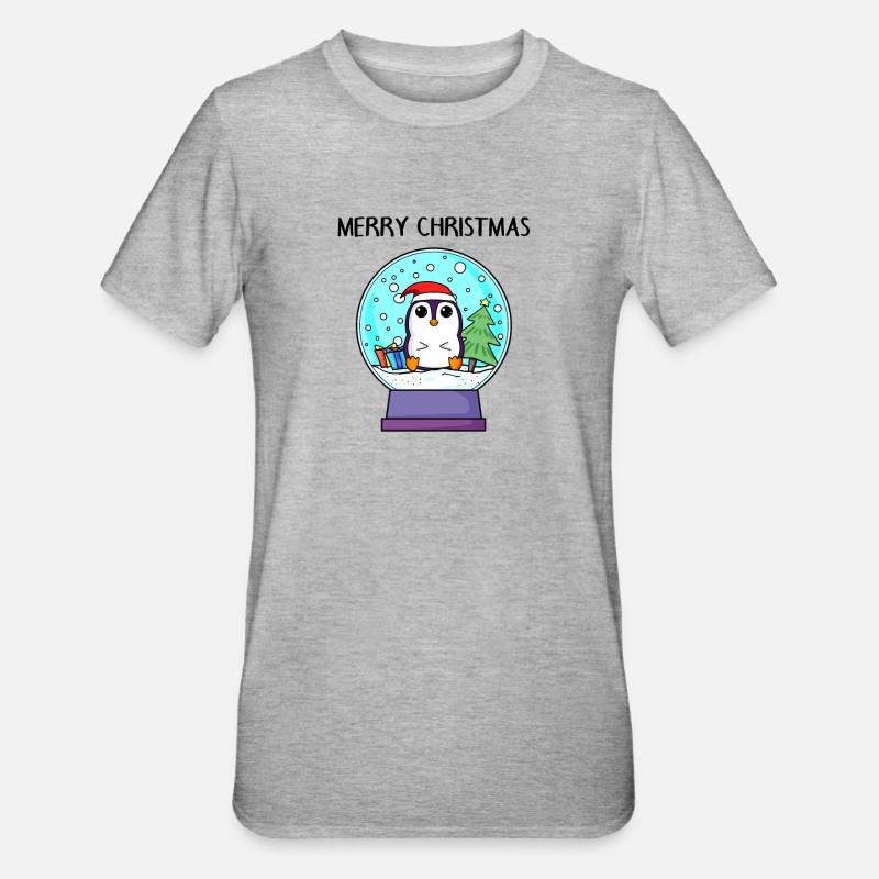 Pingouin Noël - Joyeux Noël - T-shirt polycoton Unisexe - gris chiné