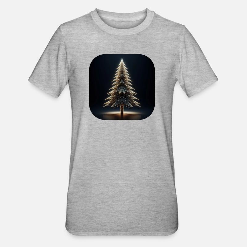 Weihnachtsbaum Polygone Licht Tannenbaum - Unisex Polycotton T-Shirt - Grau meliert
