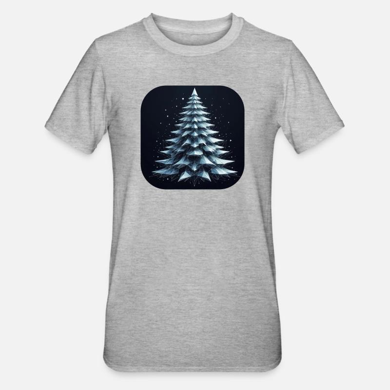 Arbre de Noël Sapin Polygones Vert - T-shirt polycoton Unisexe - gris chiné