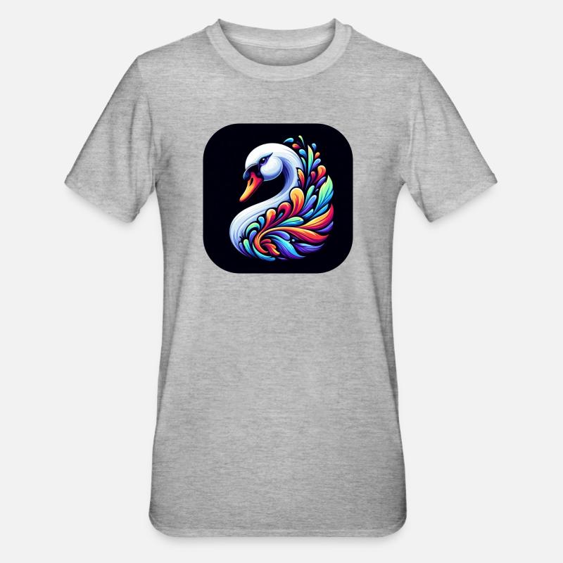 Schwan Tier Vogel Bunt Comic - Unisex Polycotton T-Shirt - Grau meliert