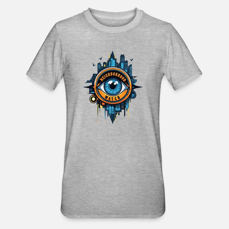 Œil de surveillance de quartier - T-shirt polycoton Unisexe - gris chiné