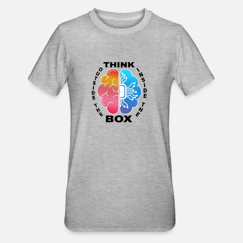 Think outside / inside the Box - Unisex Polycotton T-Shirt - Grau meliert