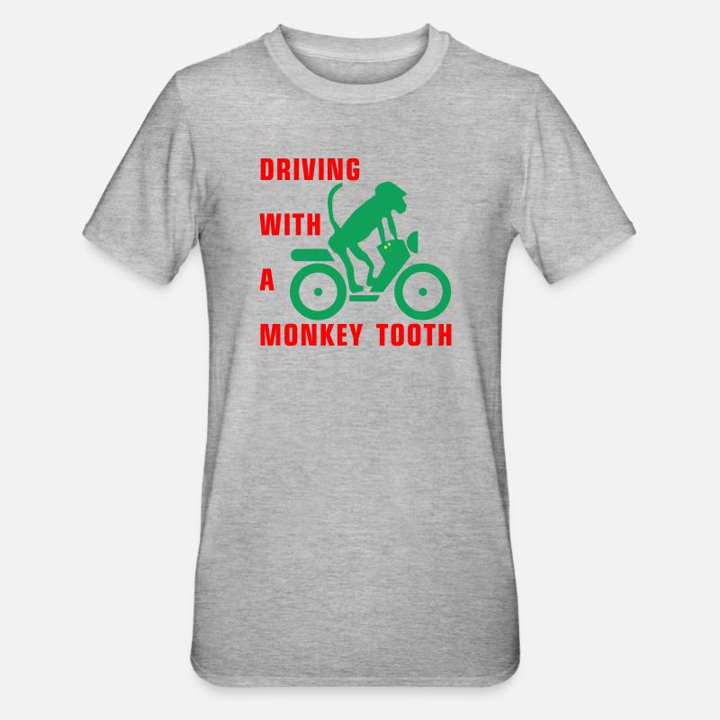 Driving with a monkey tooth - Affenzahn - Unisex Polycotton T-Shirt - Grau meliert
