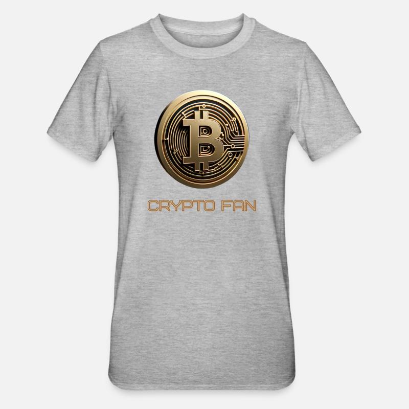 Bitcoin 3D Kryptowährung - Unisex Polycotton T-Shirt - Grau meliert
