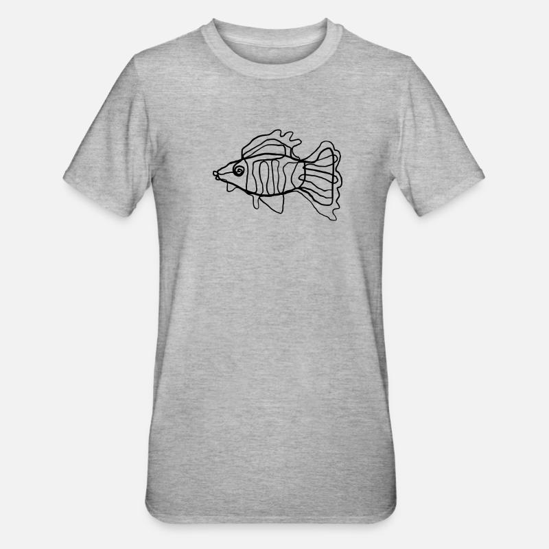 Fisch - Unisex Polycotton T-Shirt - Grau meliert