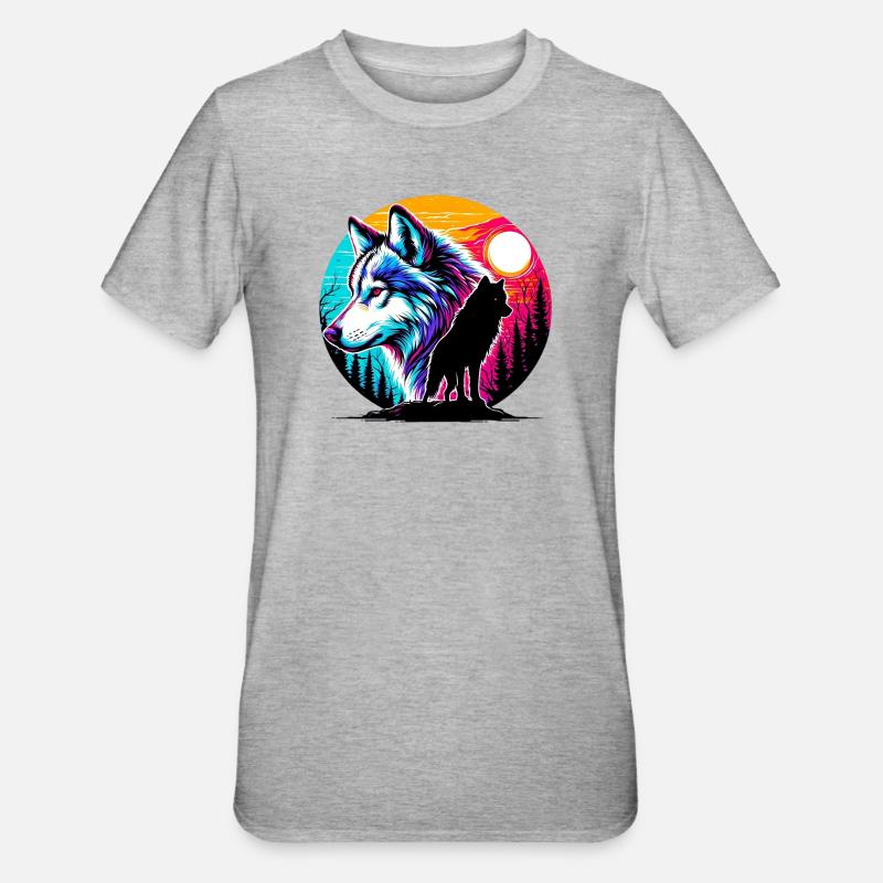 Wolf - Unisex Polycotton T-Shirt - Grau meliert