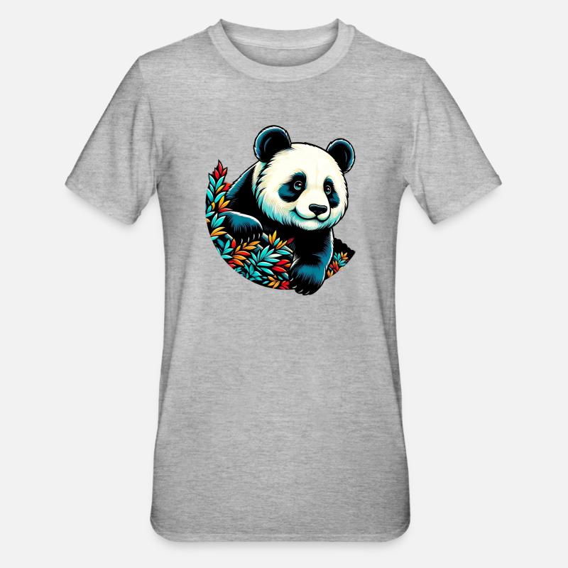 Panda - T-shirt polycoton Unisexe - gris chiné