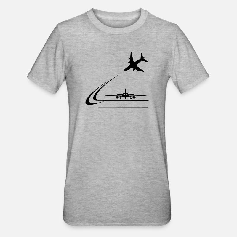 Atterrissage d’aéronefs - T-shirt polycoton Unisexe - gris chiné