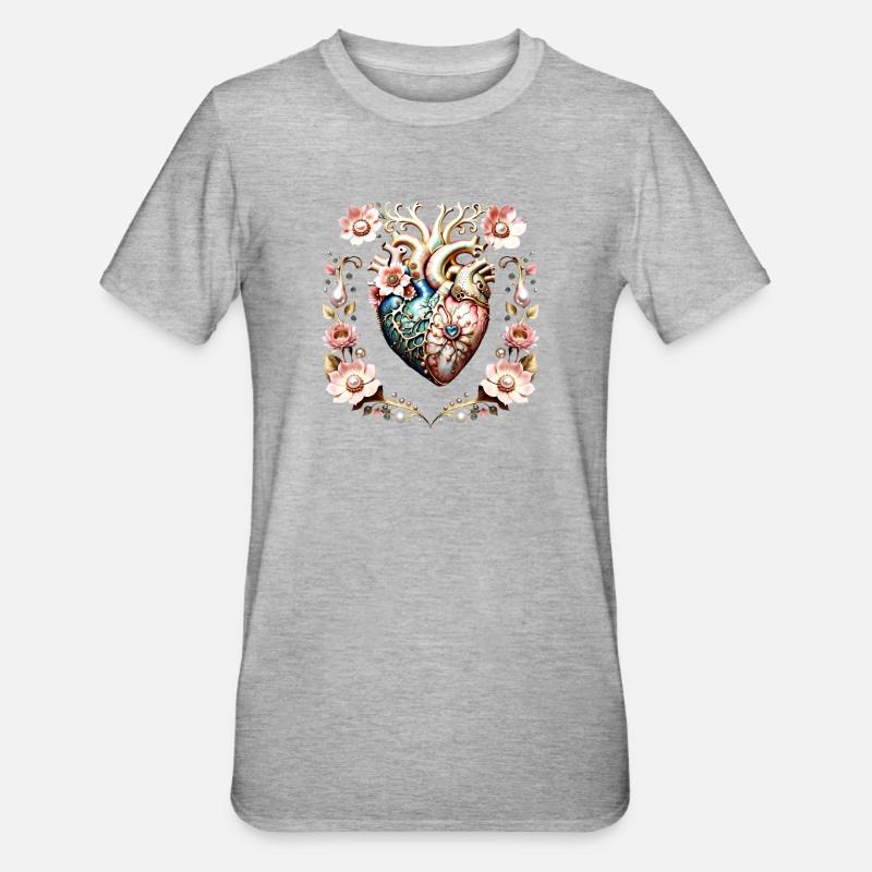 Wunderbares edles Herz. - Unisex Polycotton T-Shirt - Grau meliert