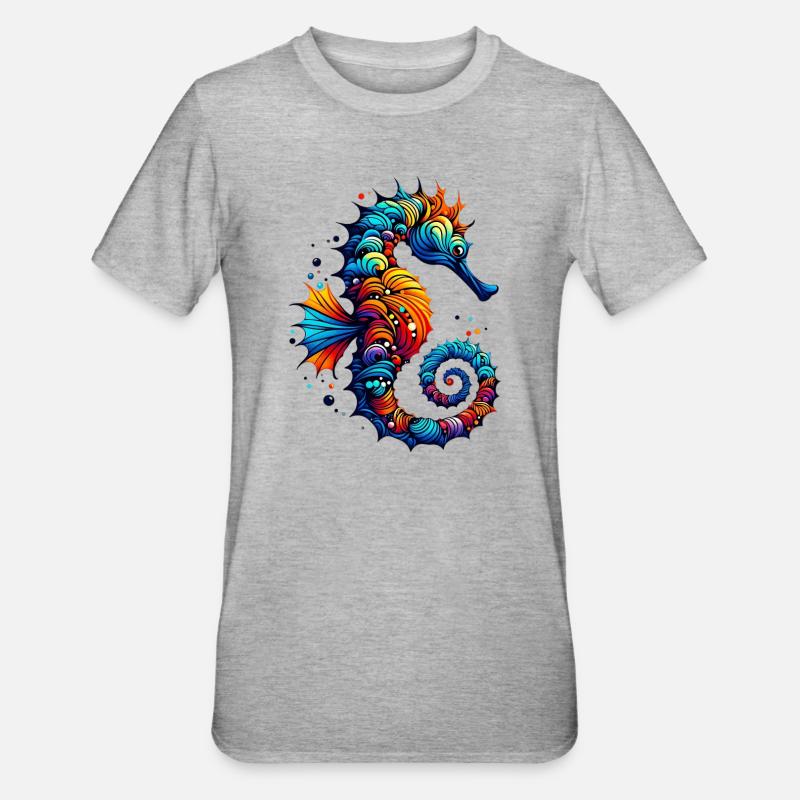 Seepferdchen - Unisex Polycotton T-Shirt - Grau meliert