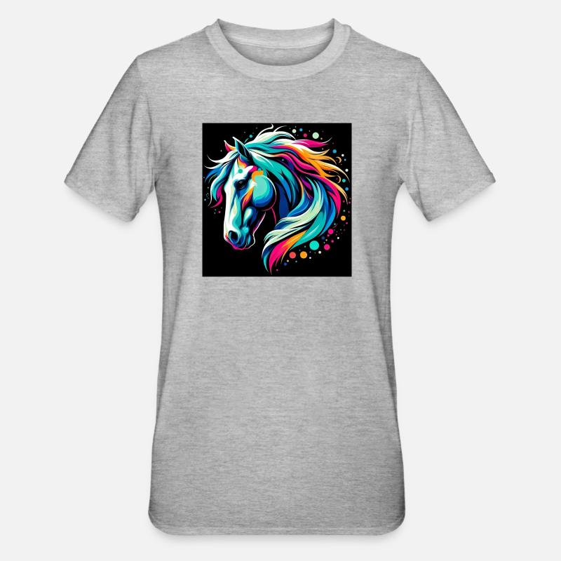 Cheval - T-shirt polycoton Unisexe - gris chiné