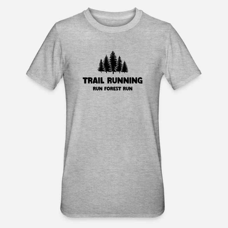 Trailrunning - Run Forest Run - Unisex Polycotton T-Shirt - Grau meliert