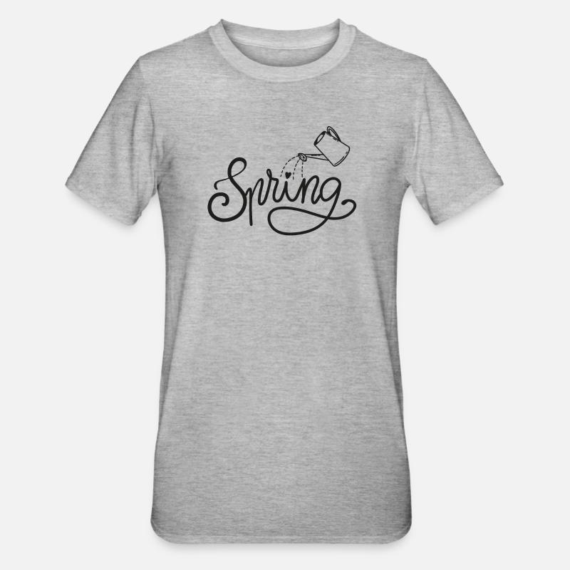 spring frühlingsbeginn garten gießen beet - Unisex Polycotton T-Shirt - Grau meliert