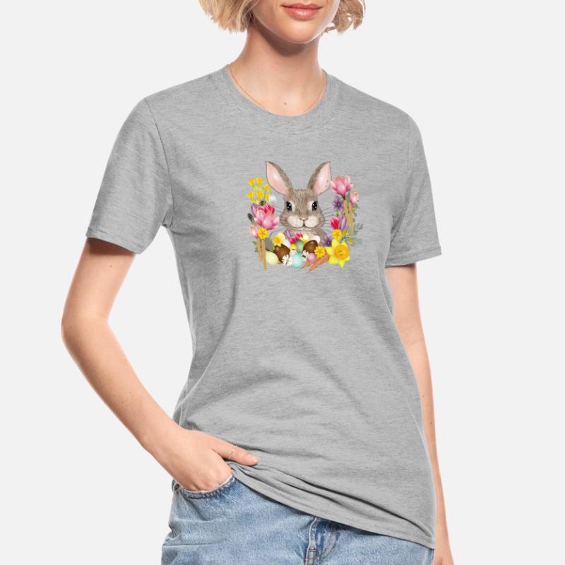 Easter Wreath & Easter Eggs with Rabbit as Easter Bunny Unisex Polycotton T-Shirt