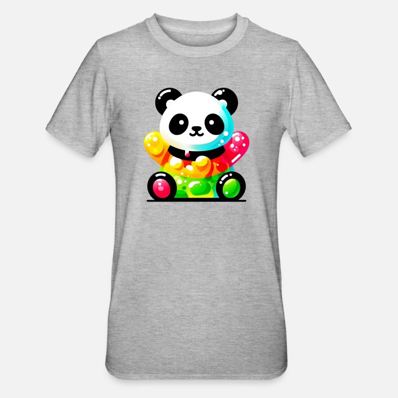 Panda - T-shirt polycoton Unisexe - gris chiné