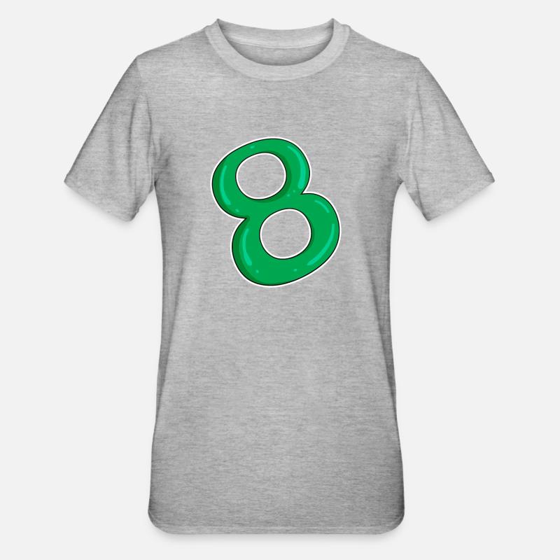 Huit - 8 - Vert - T-shirt polycoton Unisexe - gris chiné