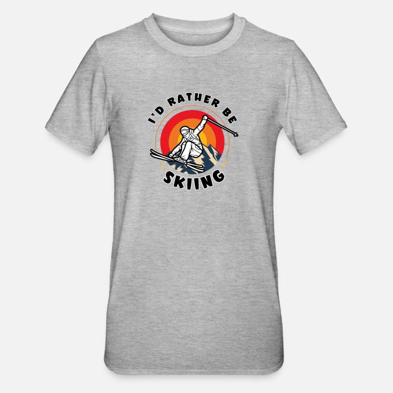 I'd rather be skiing - Unisex Polycotton T-Shirt - heather grey