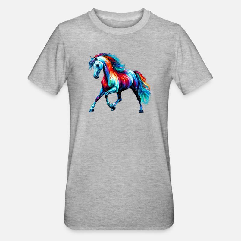 Cheval - T-shirt polycoton Unisexe - gris chiné
