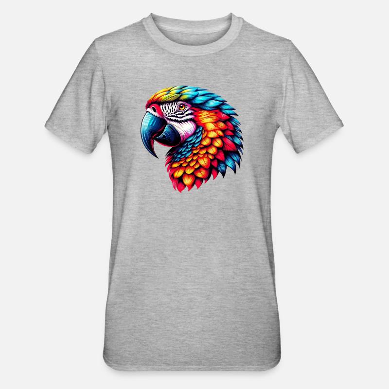 Papagei - Unisex Polycotton T-Shirt - Grau meliert